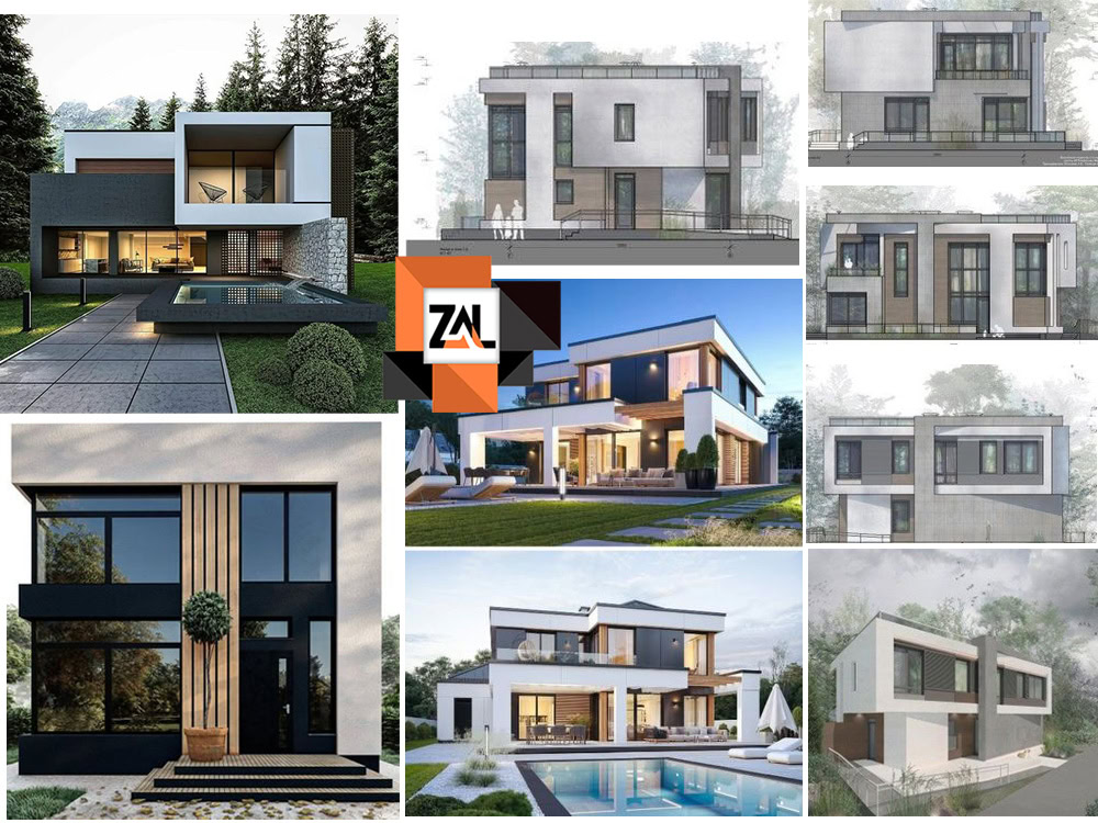 نمای ساختمان ویلایی دو طبقه