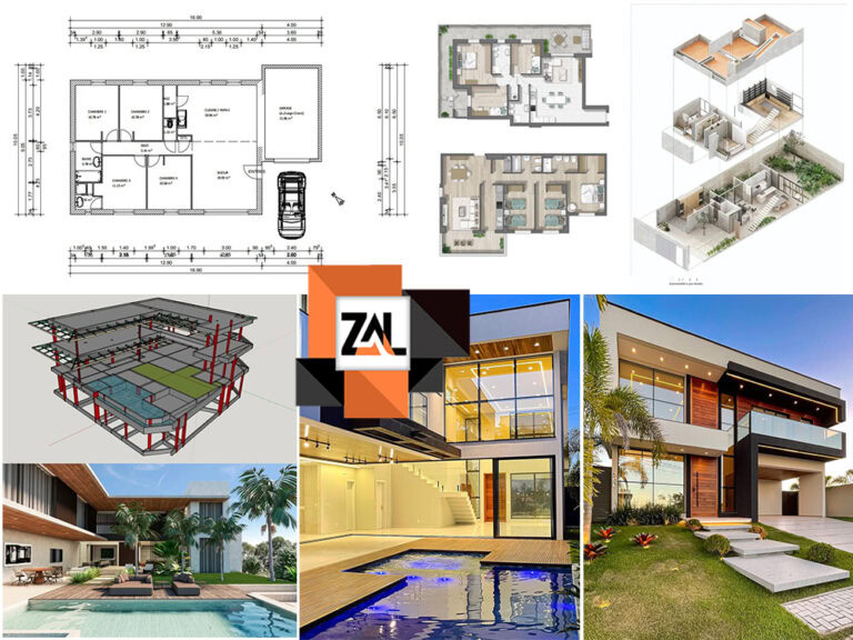 طراحی نقشه خانه ویلا دوبلکس 100 متری