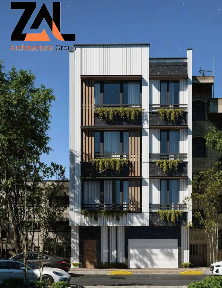 طراحی نما ساختمان سه طبقه مدرن