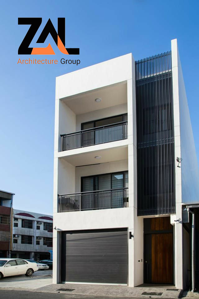 طراحی نمای ساختمان مدرن سه طبقه