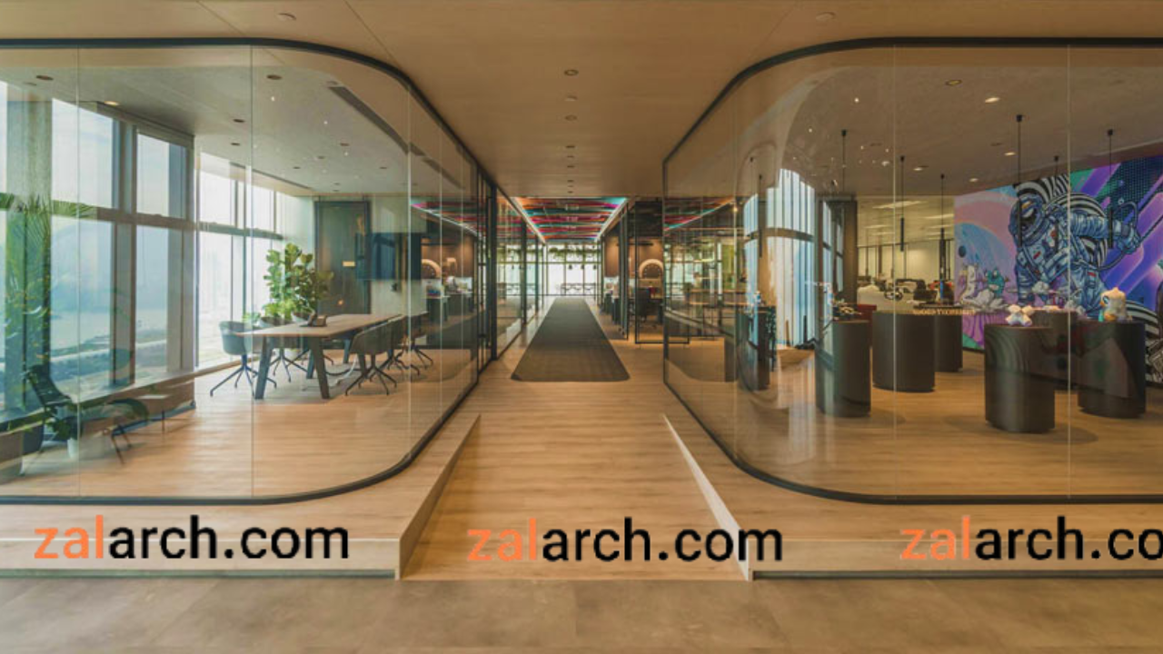 طراحی دکوراسیون اداری با پارتیشن شیشه ای مدرن