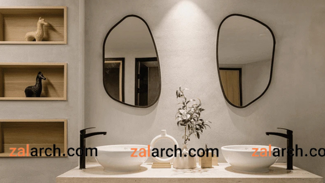 طراحی داخلی سرویس بهداشتی با متریال اسلب و میکروسمنت