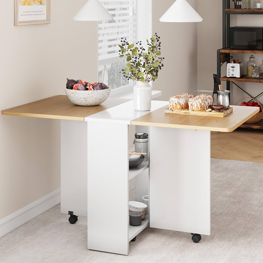 میز تاشو چرخ‌دار مناسب طراحی بهینه دکوراسیون متراژ کم