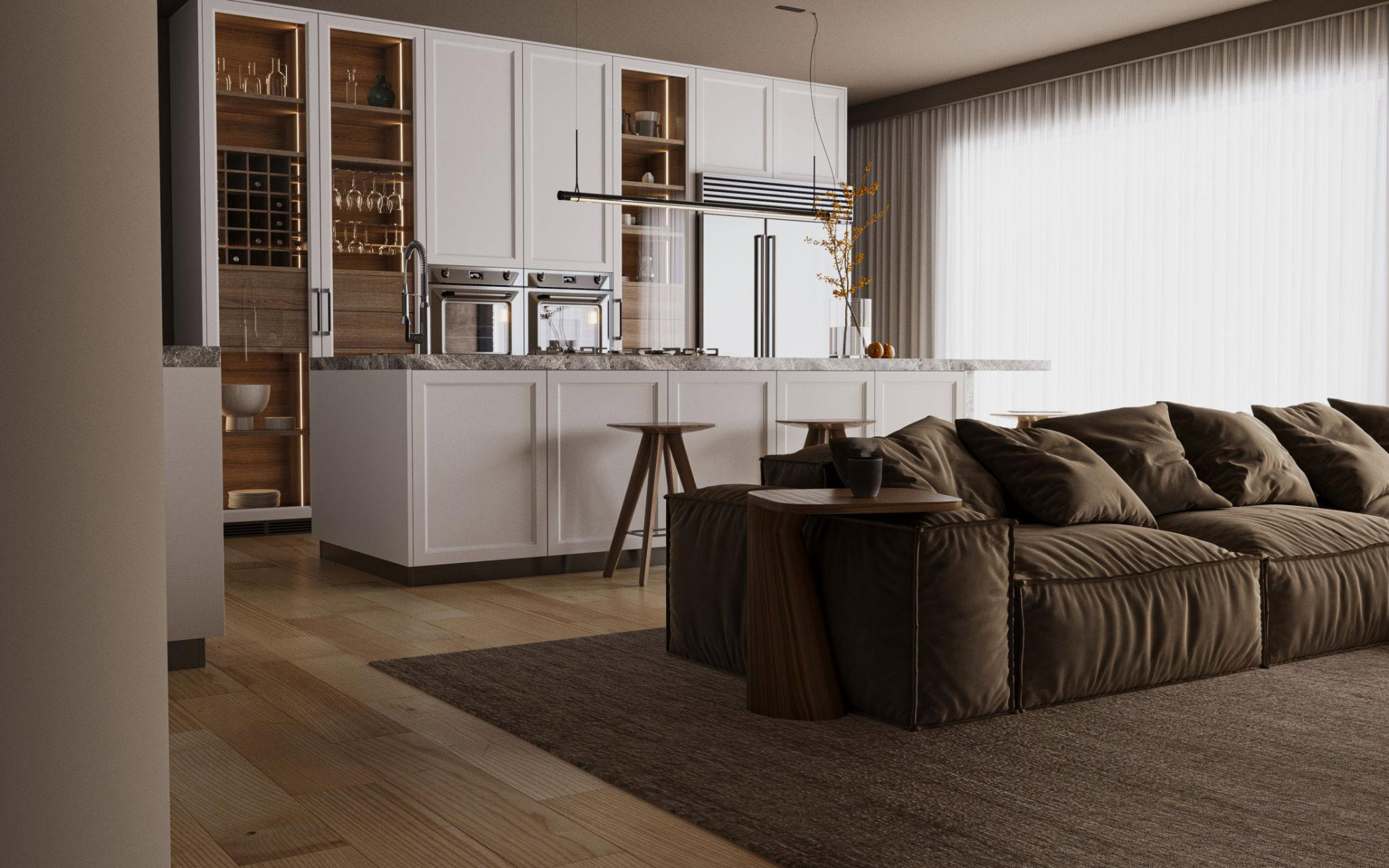 آشپزخانه مدرن ترکی با کابینت سفید کلاسیک