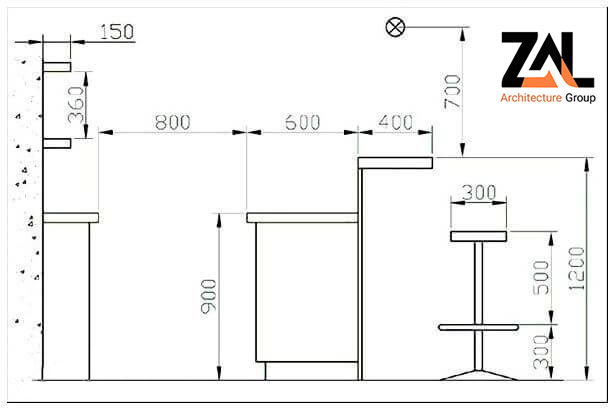 ابعاد بار کافی شاپ