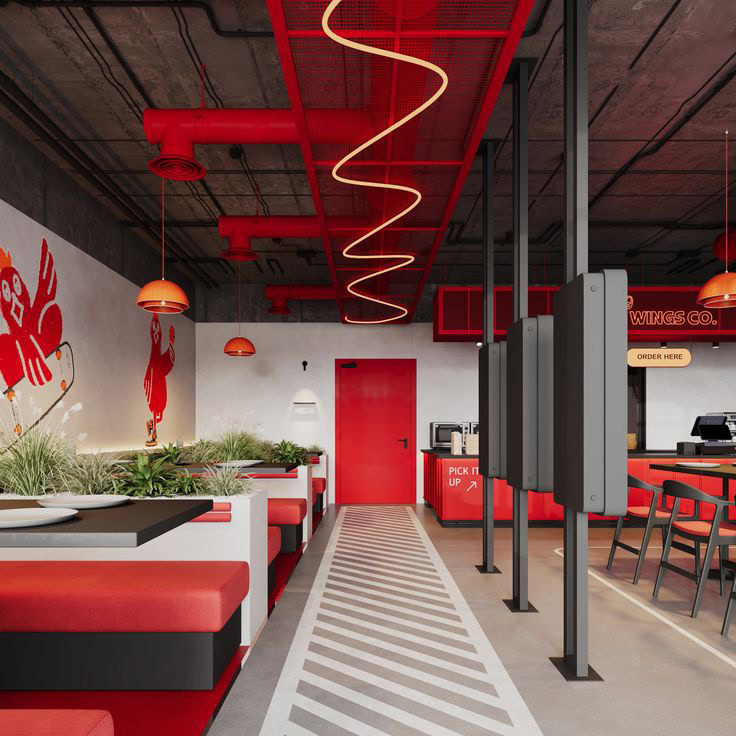 دکوراسیون فست فود قرمز