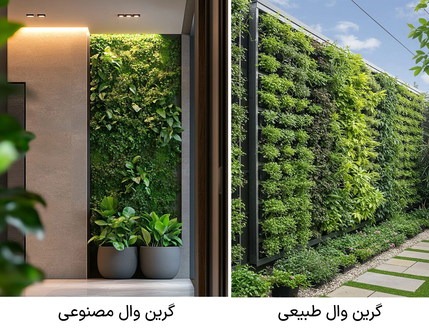 مقایسه گرین وال طبیعی و مصنوعی