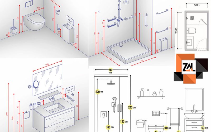 ابعاد استاندارد سرویس بهداشتی