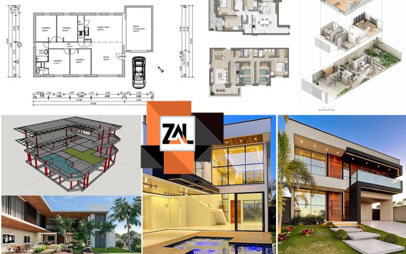 طراحی نقشه خانه ویلا دوبلکس 100 متری