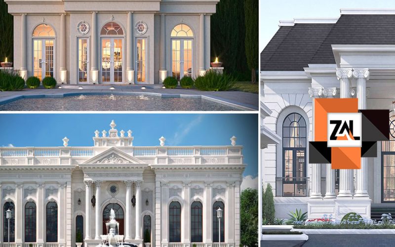 طراحی نمای ویلای یک طبقه‌ی کلاسیک