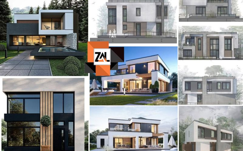 نمای ساختمان ویلایی دو طبقه