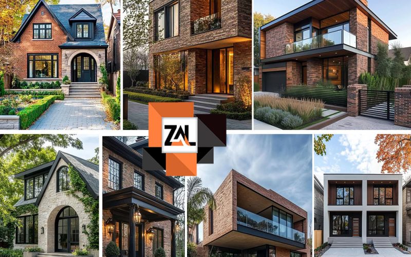 نمونه‌های مدرن نمای ترکیبی آجر و سنگ ویلایی